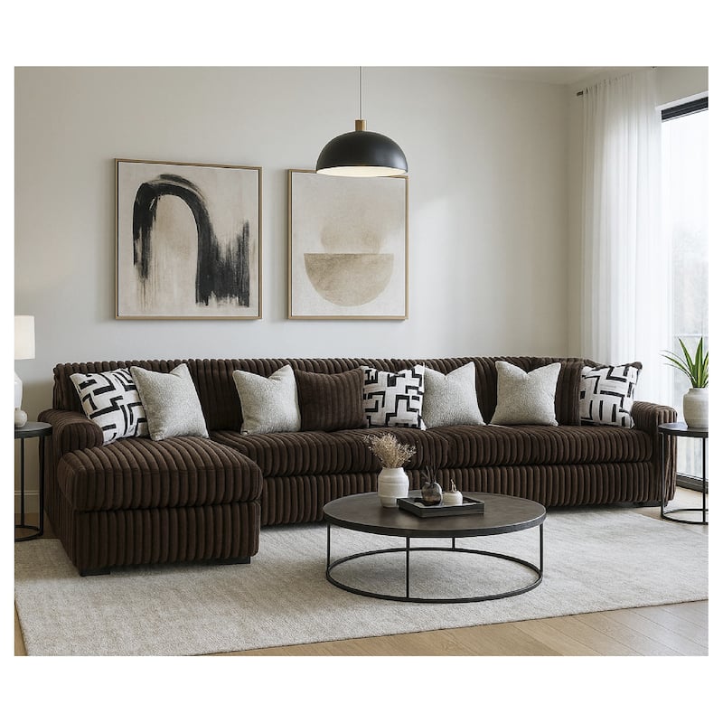 Signature Design by Ashley Midnight-madness Brown 3-Piece Sectional with Chaise - 190" W x 65" D x 40" H - Left Facing - Brown