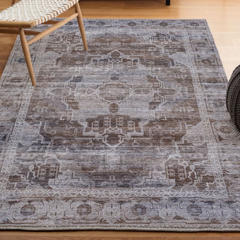 JONATHAN Y Dalyan Ornate Medallion Machine Washable Area Rug