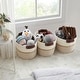 preview thumbnail 44 of 48, 3 Pack Woven Cotton Rope Shelf Storage Basket with Leather Handles, Baby Nursery Storage Bin Organizers, Closet Shelf Storage