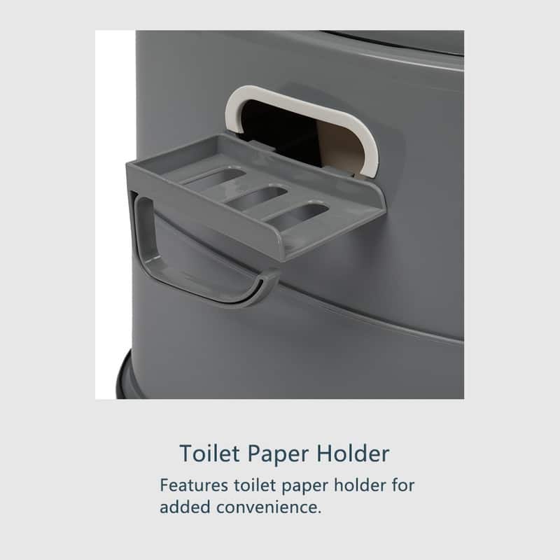 Portable Waterless Toilet with Non-slip Insert Grey Brown White