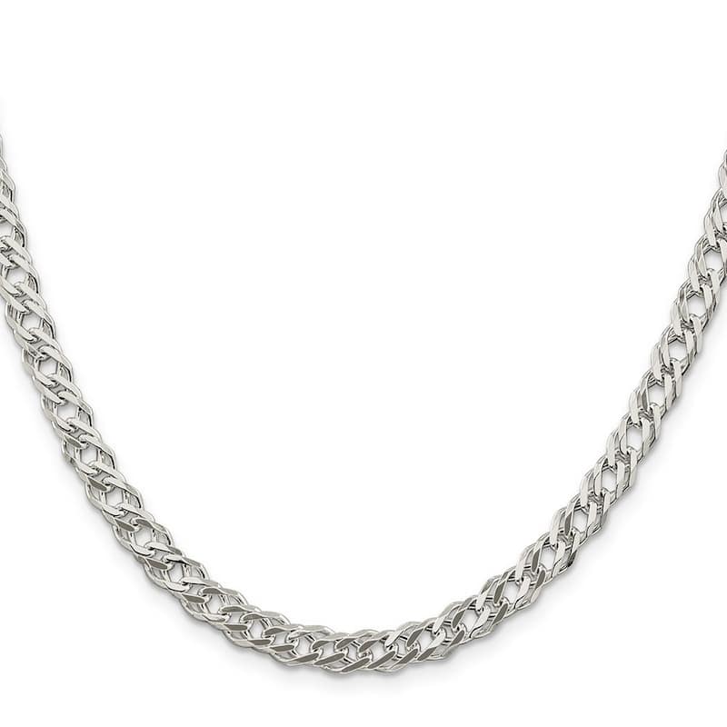 Curata 925 Sterling Silver 5.25mm Double Diamond Cut Flat Curb Chain Necklace
