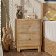 preview thumbnail 2 of 27, COZAYH 3-Drawer Farmhouse Dresser with Handicraft Wood Ring Motif, Rustic Nightstand Wooden Finish, Boho, Natural Wood