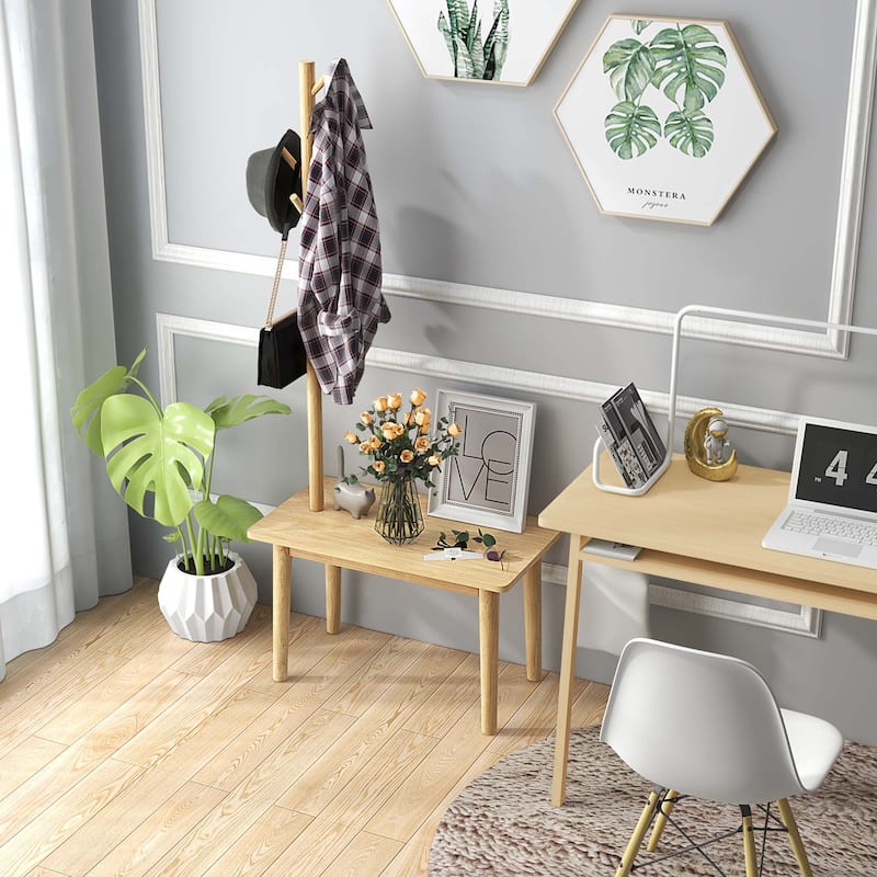 Costway End Table with Coat Rack 2-in-1 Side Table 3 Hooks for Hats - See Details