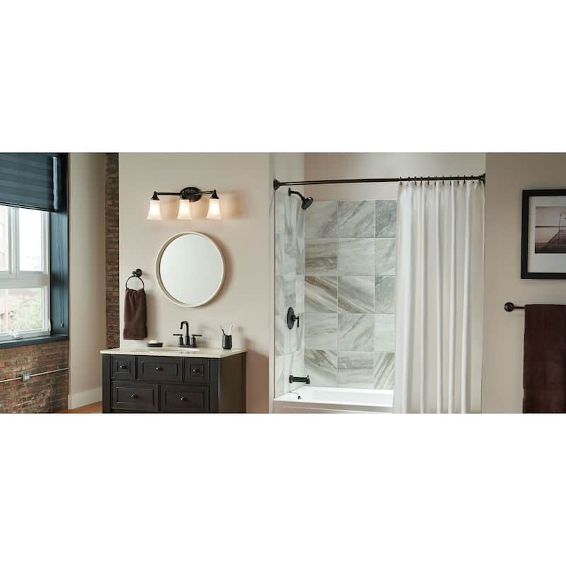 Moen 3 Light Bathroom Sconce with Frosted Shades from the Eva