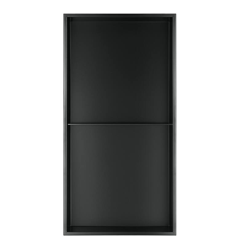12-in x 24-in Ultra-thin Frame Recessed 2-Section Stainless Steel Shower Niche Matte Black