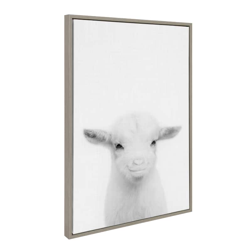 Kate and Laurel Sylvie Baby Goat Framed Canvas by Simon Te Tai