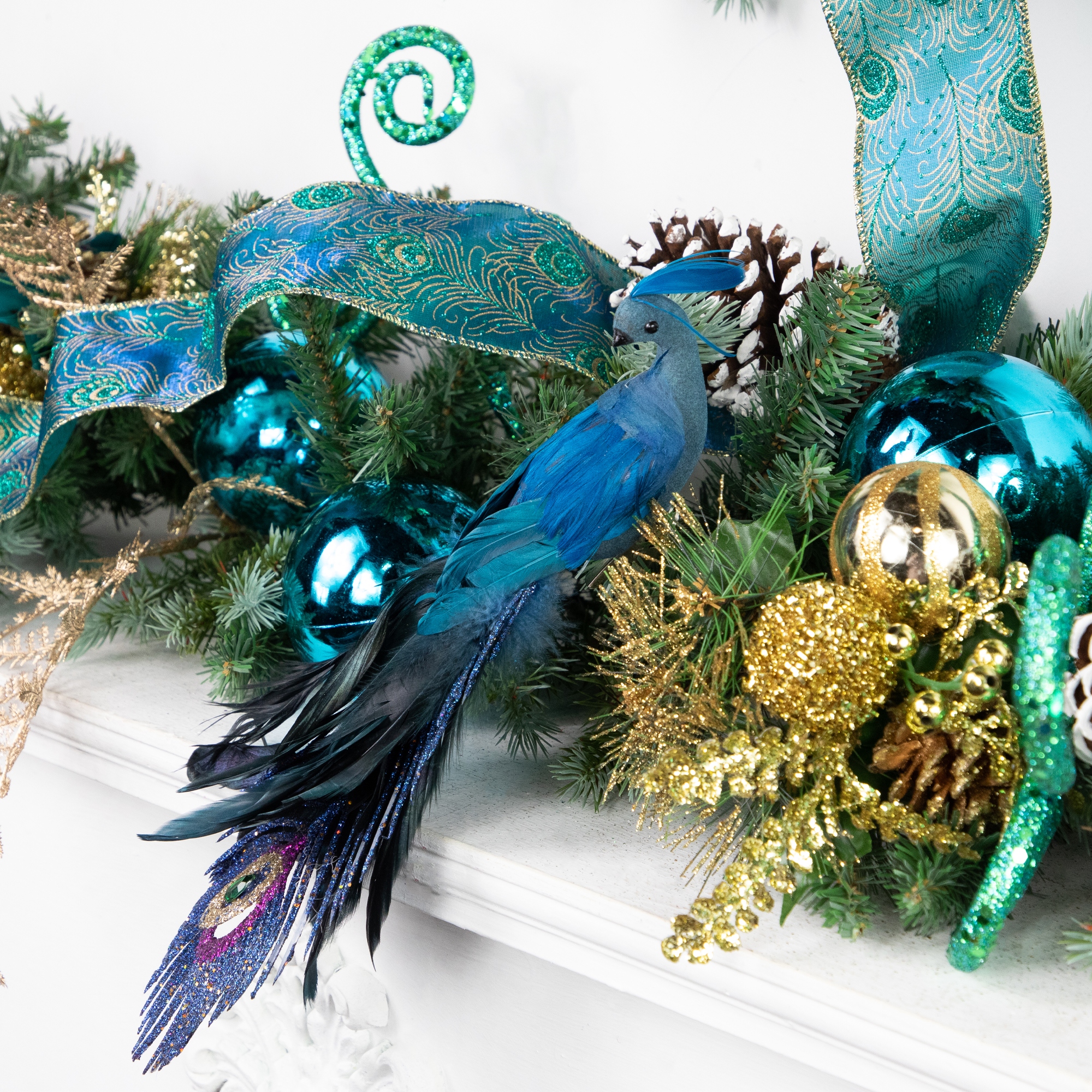 Peacock with Jewel Clip-On Christmas Ornament - 12