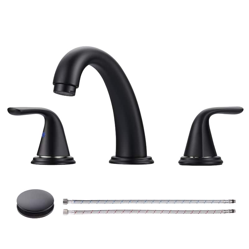 WOWOW Widespread Double Handle Bathroom Faucet - Matte Black