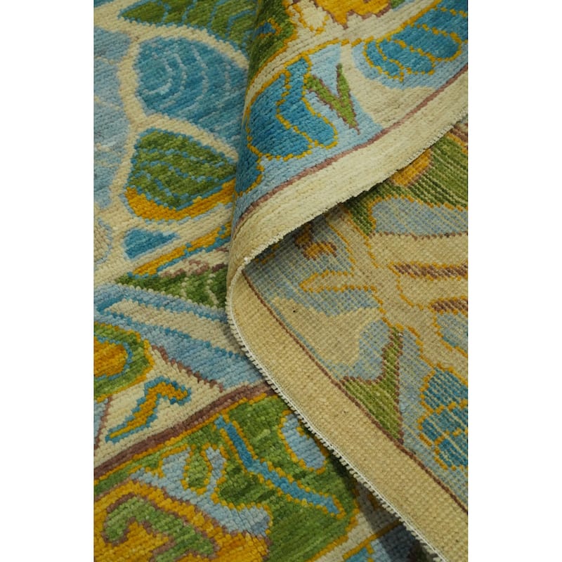 Vegetable Dye Wool Oushak Turkish Area Rug, Geometric Carpet - 11' 8'' X 9' 1''