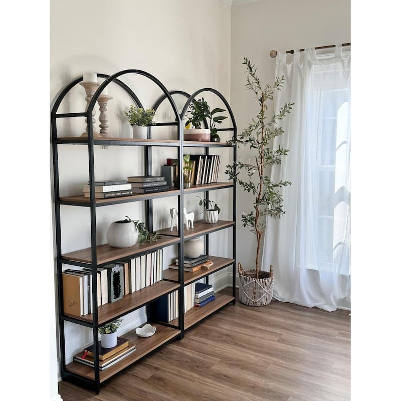 Nathan James Haven 5-Shelf Etagere Bookshelf with Arch Top