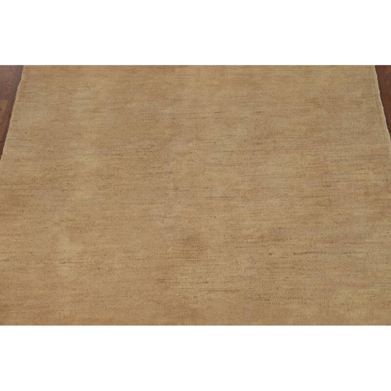 Light Brown Gabbeh Modern Rug Handmade Wool Carpet - 4'1"x 5'10"