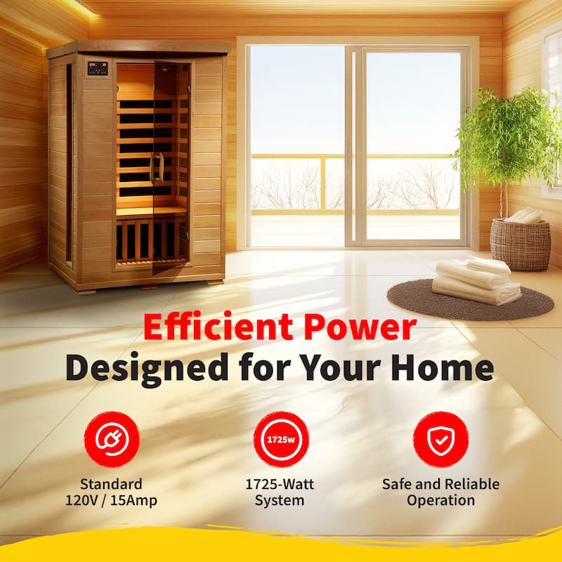 HeatWave Coronado 2-Person Hemlock Infrared Sauna with 6 Carbon Heaters