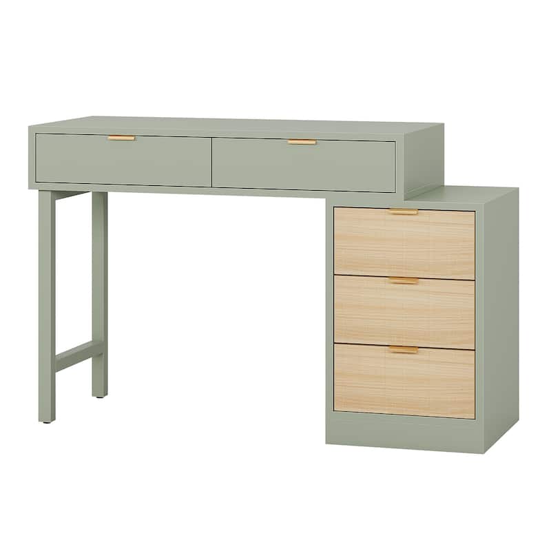 Modern Wood Computer Desk with 5-drawer for Home Office