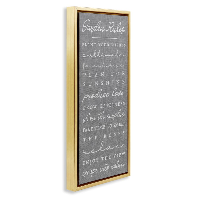 Stupell Comforting Garden Rules Framed Floater Canvas Wall Art Design By Lil' Rue