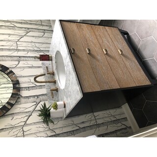 Holly & Martin Tobin Limed Burnt Oak and Marble 32-inch Bath Vanity Sink