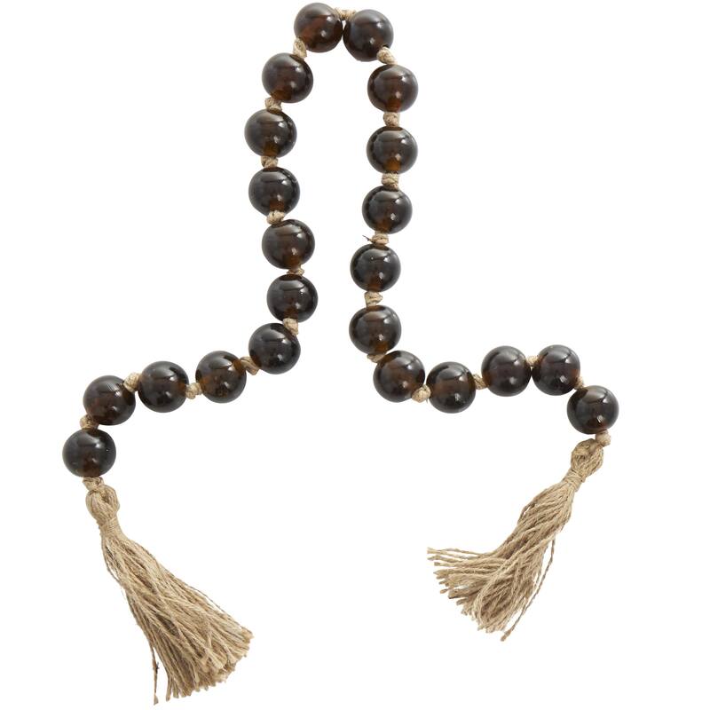 Glass Handmade Round Beaded Garland with Tassel with Knotted Brown Jute - Roche River Decor