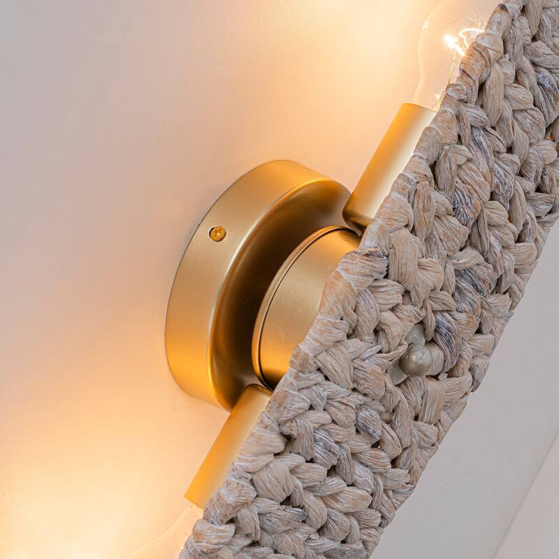 Ele 2-Light Modern Coastal Natural Rattan Sconce (2 Pack)
