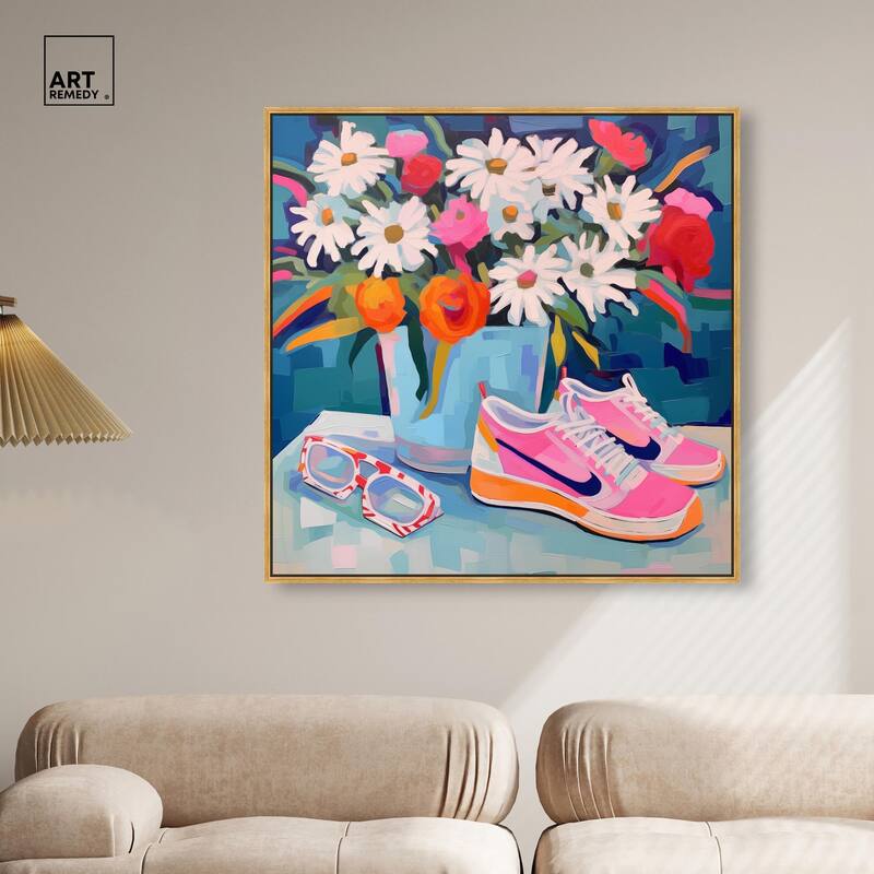Whimsical Sneakers Flower Vase Canvas by Art Remedy