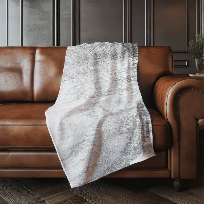 Premium Machine Washable Modern Wood Grain Sherpa Throw Blanket - Gray - 4'2" x 5'10"
