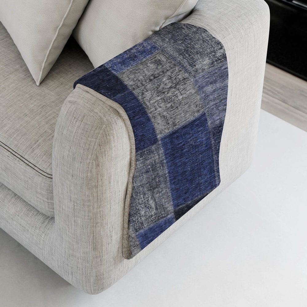 Premium Machine Washable Vintage Patchwork Sherpa Throw Blanket