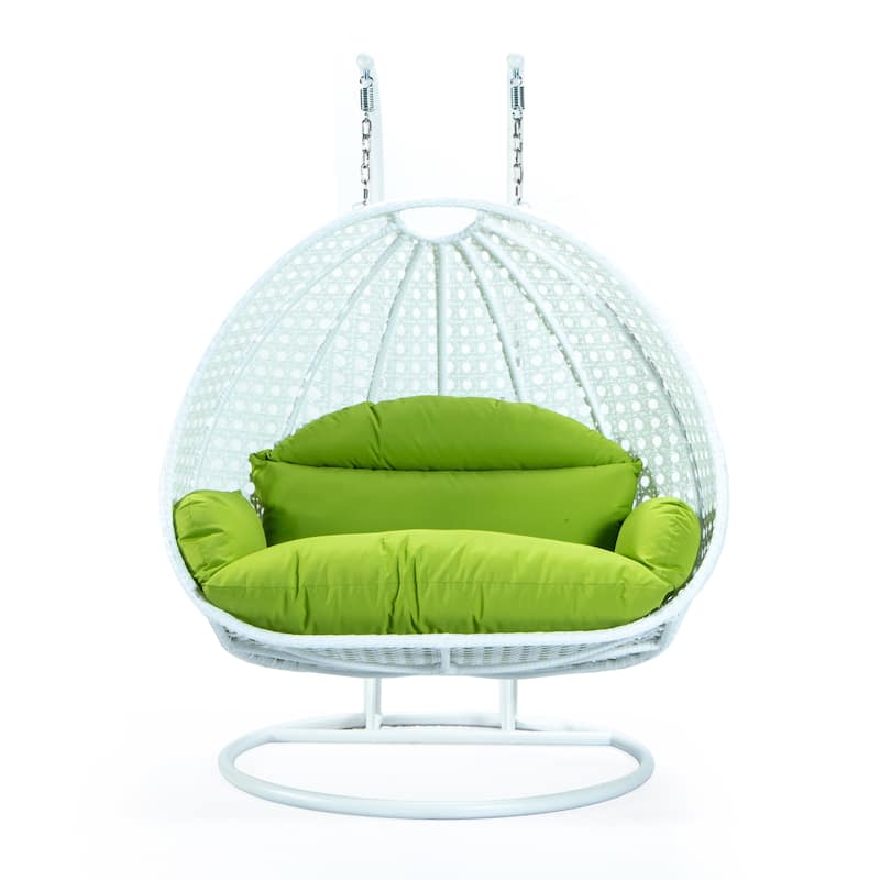 Egg Shaped 2-Person Swing Chair Set with Iron Stand Removable and Washable Cushion for Indoor Outdoor