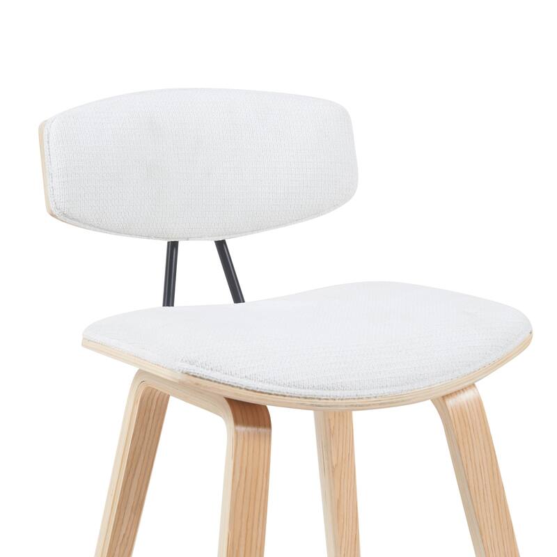 Fox Mid-Century Bar Stool, Upholstered Counter Height Chair with Bentwood Legs