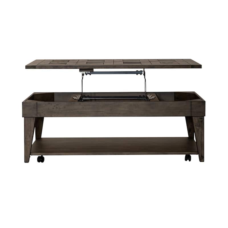 Arrowcreek Lift Top Cocktail Table, End Tables Set - Reclaimed Wood & Stone