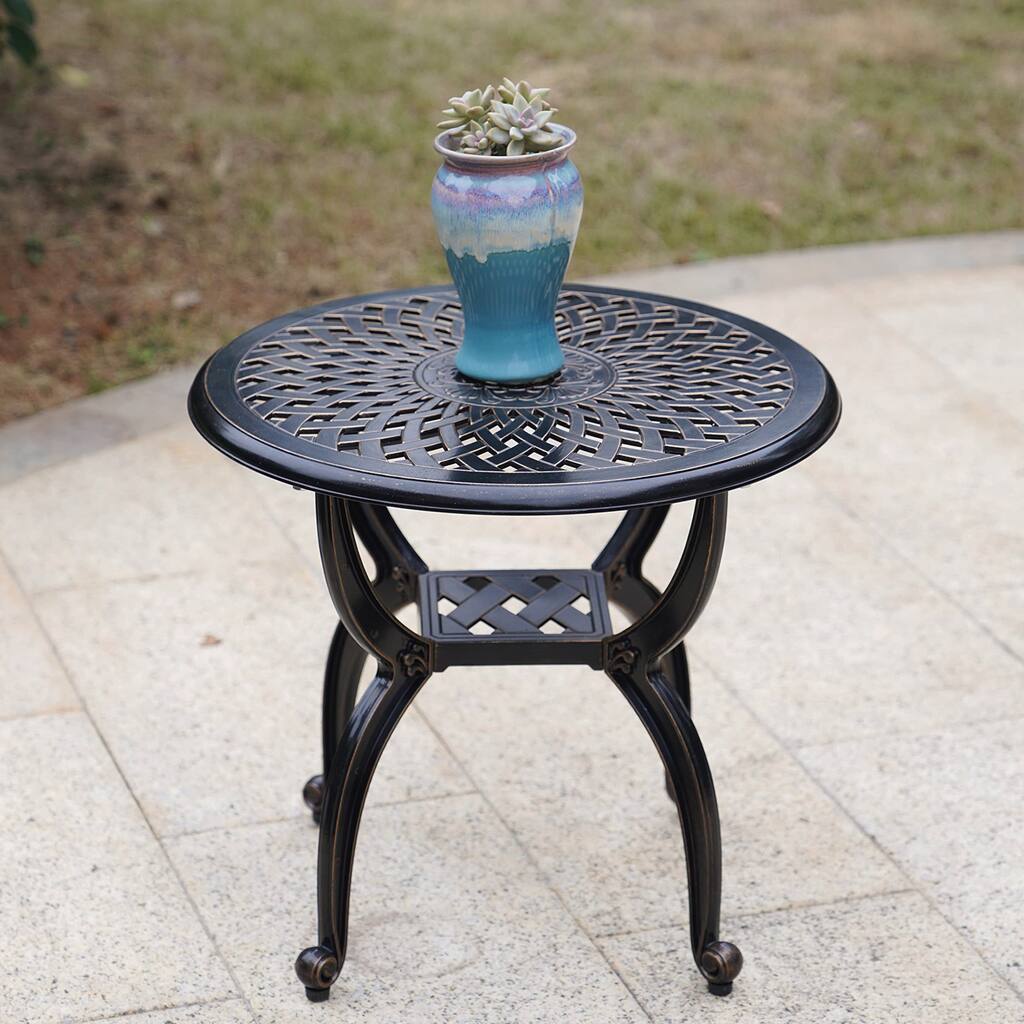 Outdoor Patio Rust -Resistant Cast Aluminum Side Table