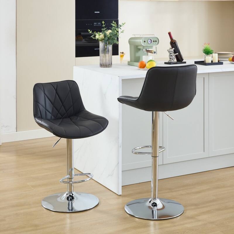Adjustable Swivel Bar Stools Height Island Chairs with Back Set of 2