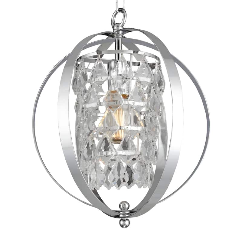 1 Light Mimi Orb Globe Crystal Chandelier 13 Inches Wide - Chrome
