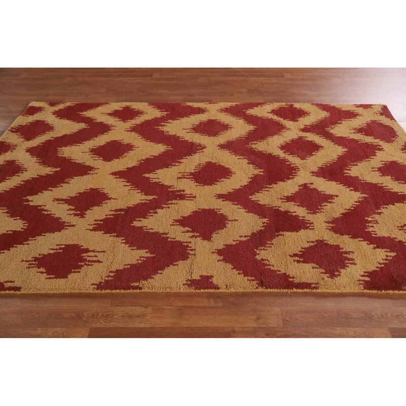 Hand Knotted Oriental 100% Wool Carpet Modern All-Over Yellow & Gold Gabbeh Area Rug - 7' 9'' X 5' 0''