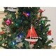 Wooden Red Sailboat Model with Red Sails Christmas Tree Ornament 9
