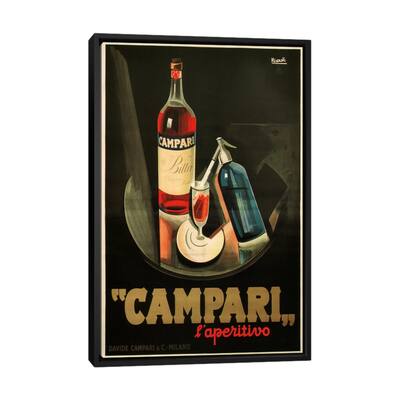 iCanvas "Campari Aperitivo Advertising Vintage Poster" by Marcello Nizzoli Framed Canvas Print