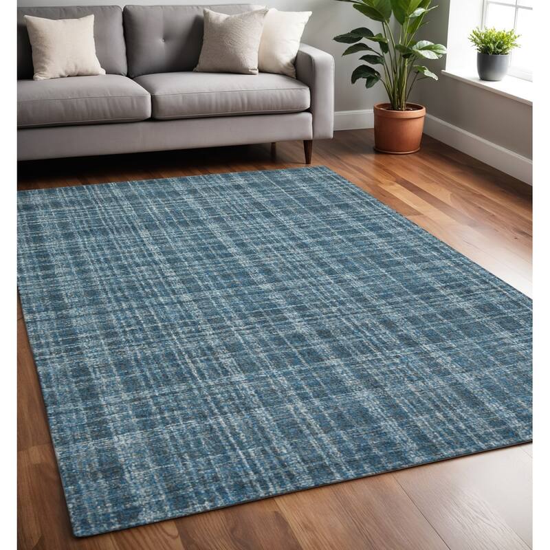 HomeRoots Plaid Transitional Rectangle Area Rug - 90.00 in. x 60.00 in.  x 0.45 in.