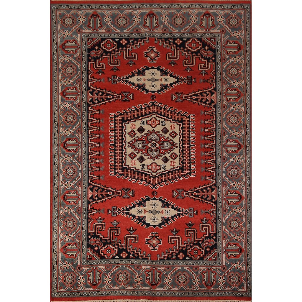 Traditional Indian Viss Area Rug Handmade Wool Carpet - 5'10"x 8'11"