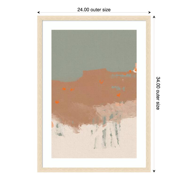 Earthy Tones With Soft Brushstrokes by Simona Gocan Wood Framed Wall Art Print - 24 x 34 in