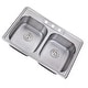 preview thumbnail 4 of 9, 33'' x 22'' PRO Classic Drop in Double Bowl Kitchen Sink,Top Mount 50/50 Stainless Steel Kitchen Sink with Three Faucet Hole