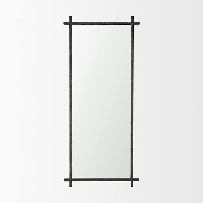 Tori Gunmetal w/ Textured Metal Cross Frame Wall Mirror -  31.5L x 1.0W x 70.5H