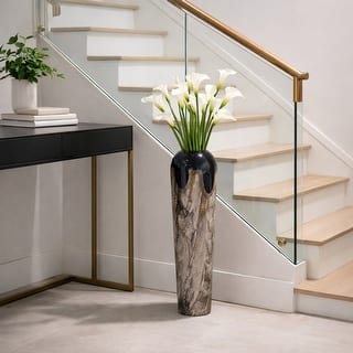 Tapered Iron Vase with Marbleized Finish - Modern Flower Vase