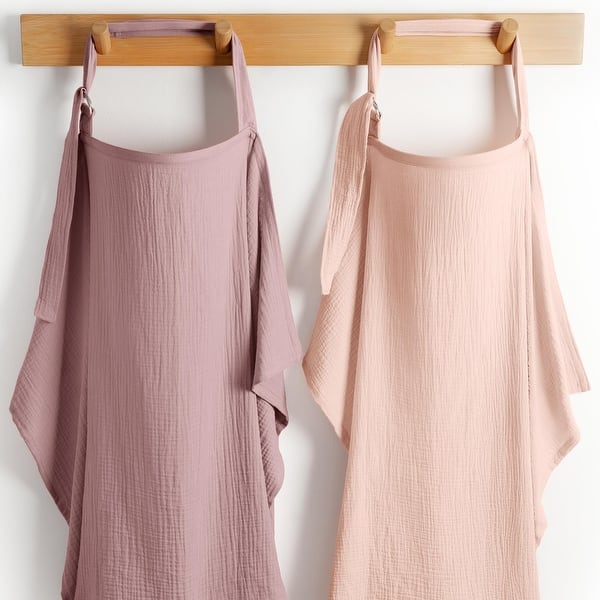 slide 2 of 18, Muslin Nursing Cover - 100% Cotton, Pack of 2 by Comfy Cubs Blush and Mauve