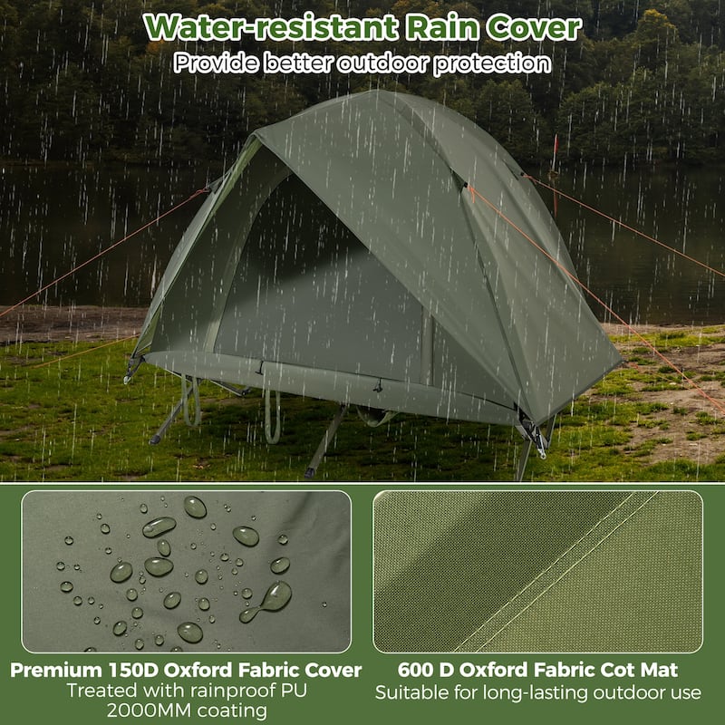 Gymax 2-Person Camping Cot Combo Off-Ground Travel Cot Tent w/Pop-up