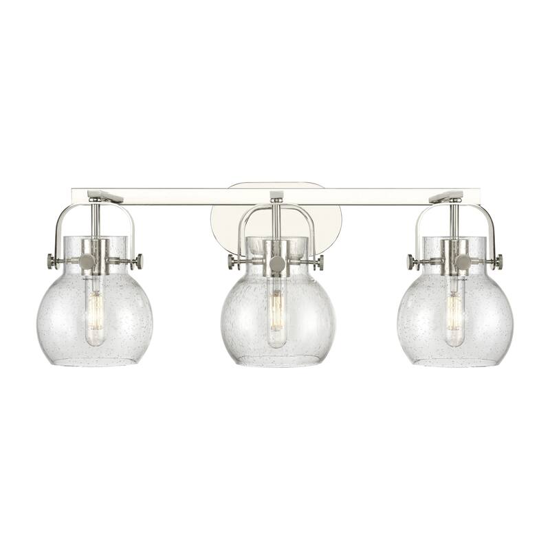 Innovations Lighting 423-3W-10-27 Pilaster II Sphere Vanity Pilaster - Polished Nickel / Seedy