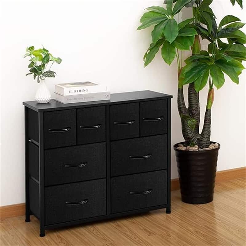 Wide Fabric Storage and Organization - Black (8-drawers)