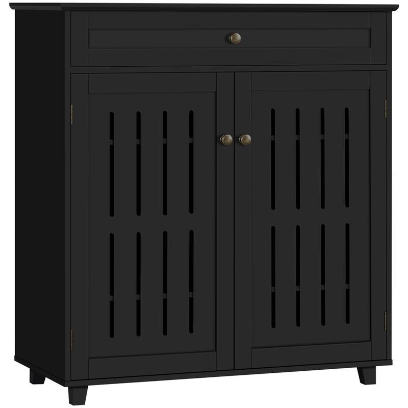 Yaheetech 4 Tier Shoe Storage Cabinet 1 Drawer Closed Adjustable Shoes Rack - 31 x 15 x 34'' (L x W x H) - Black