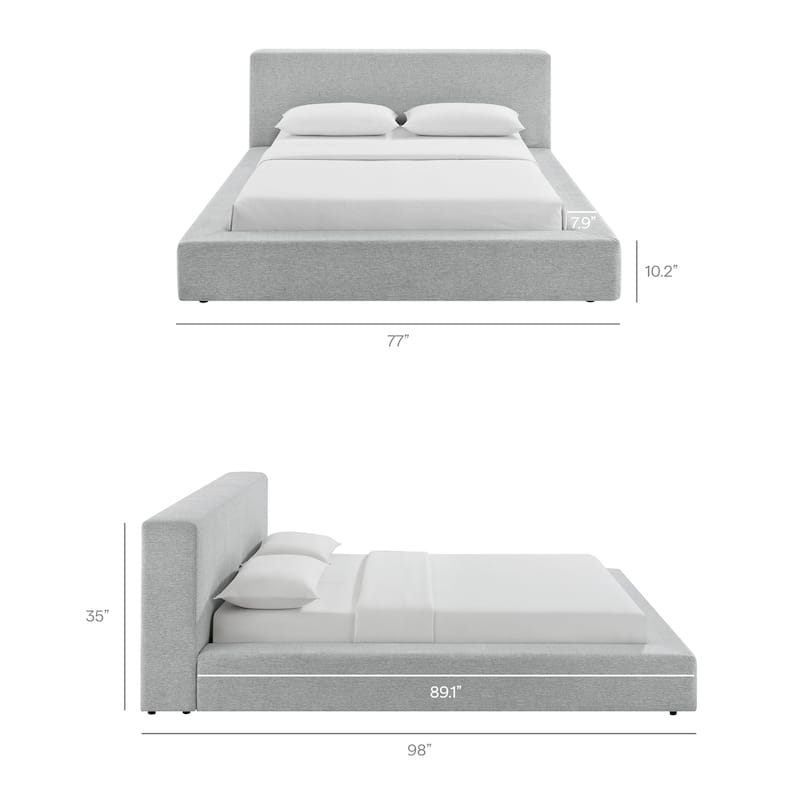 Luma Chenille Upholstered Platform Bed Frame