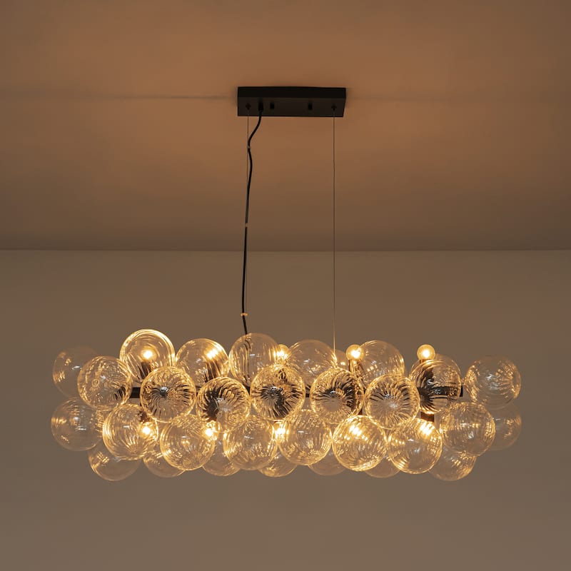 Starsky 10-Light 39in. Contemporary Glass Bubble Linear Kitchen Island Chandelier
