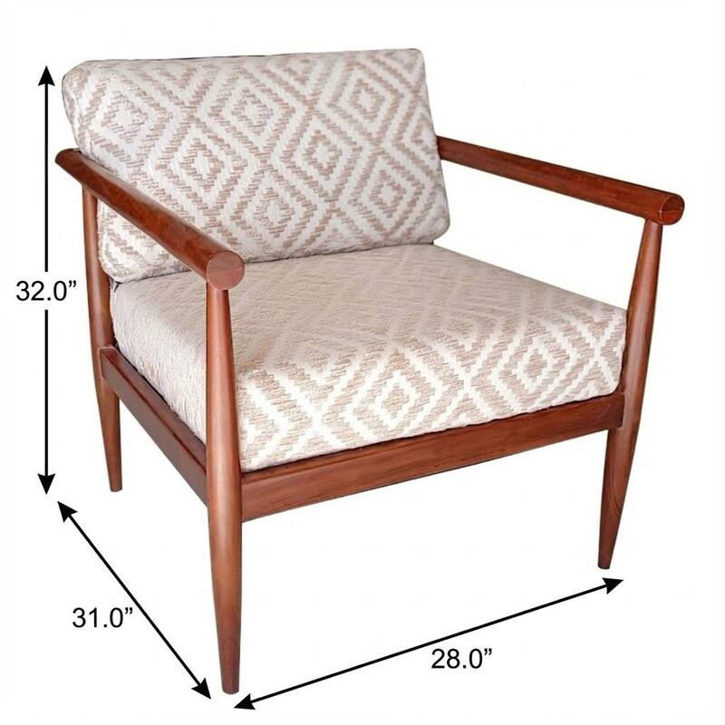 HomeRoots 28" Beige and Brown Solid Wood Geometric Arm Chair - 28.00