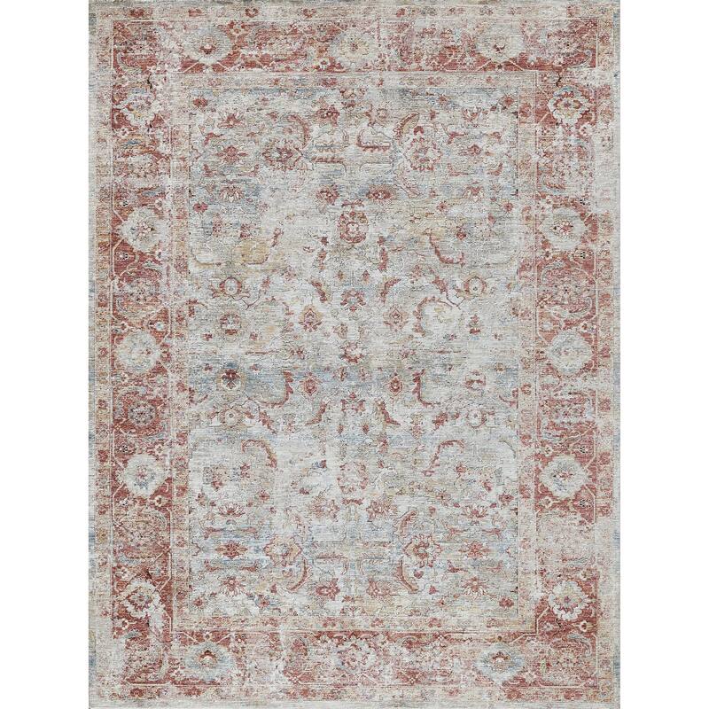 Antique Loom Blue/Rust Polyester powerloom Area Rug