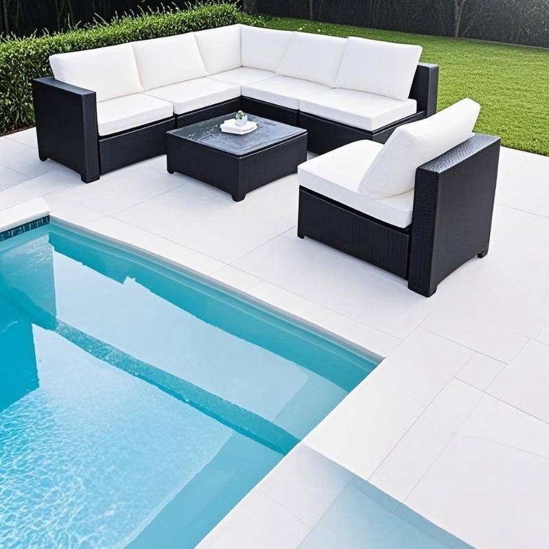 7-Piece Sofa Set Table With Sofa Chair Black PE Rattan With Cushion
