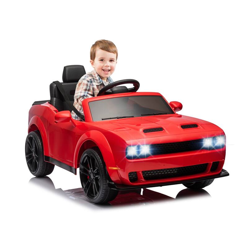 12V Kids' Electric Ride On Car, Licensed Dodge Challenger Electric Car - Red